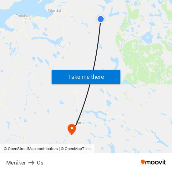 Meråker to Os map