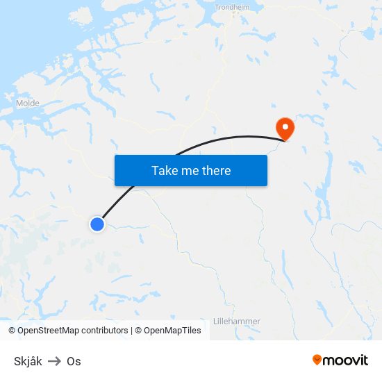Skjåk to Os map