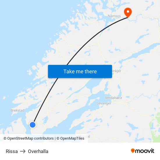 Rissa to Overhalla map