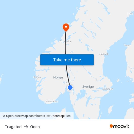 Trøgstad to Osen map