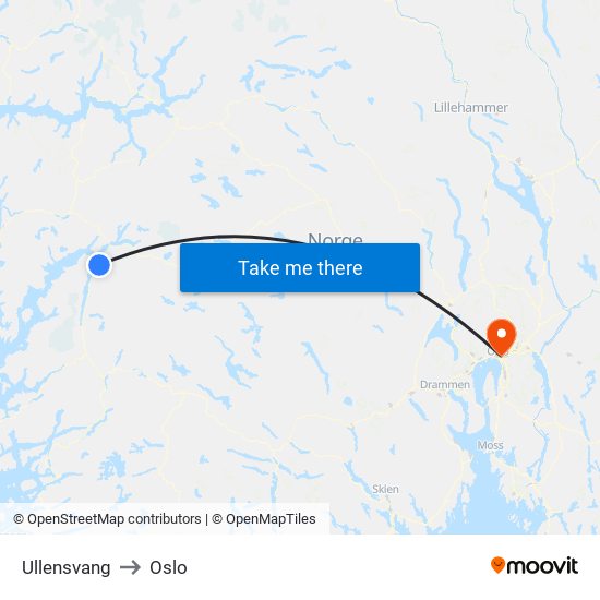 Ullensvang to Oslo map