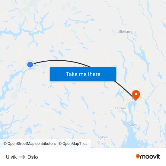 Ulvik to Oslo map