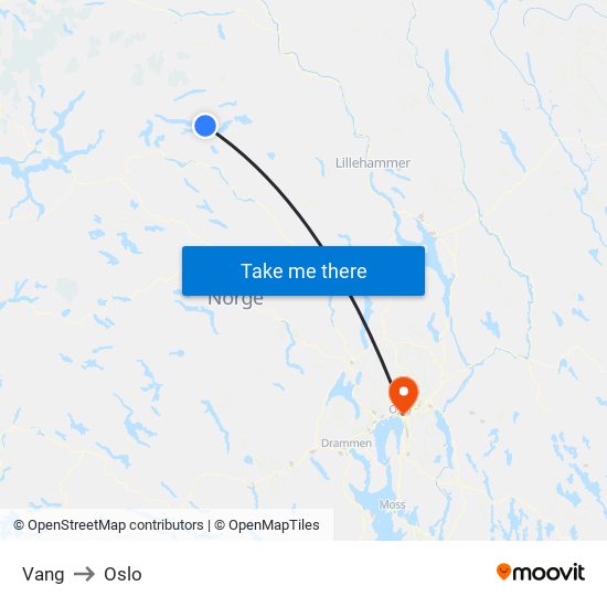 Vang to Oslo map