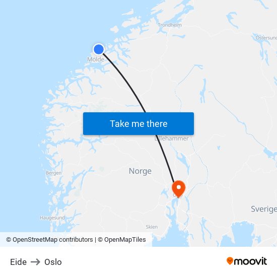 Eide to Oslo map