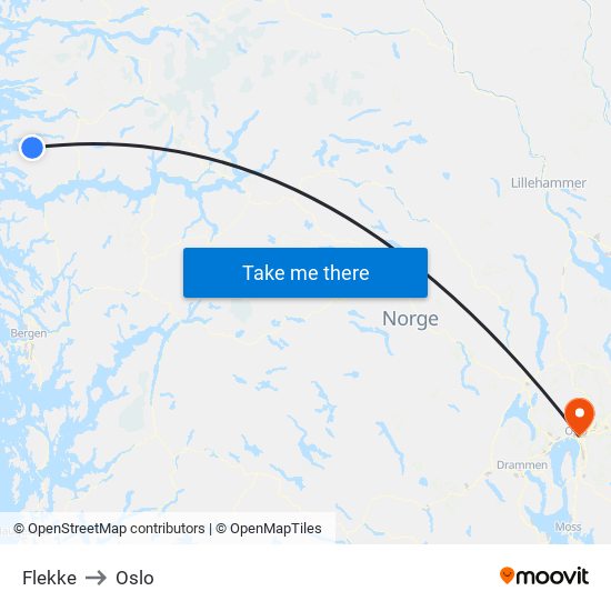 Flekke to Oslo map