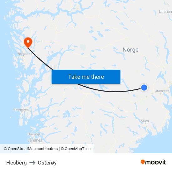 Flesberg to Osterøy map