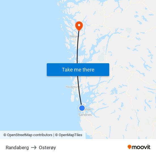 Randaberg to Osterøy map