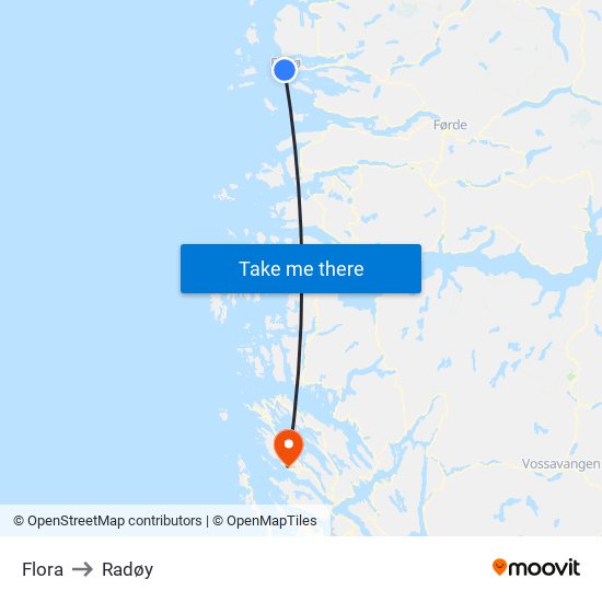 Flora to Radøy map