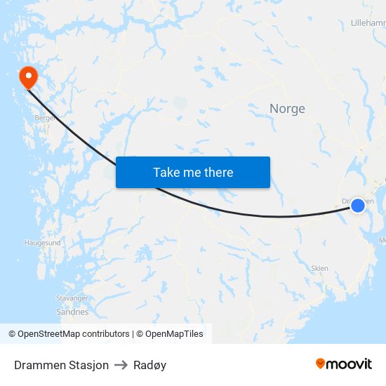 Drammen Stasjon to Radøy map