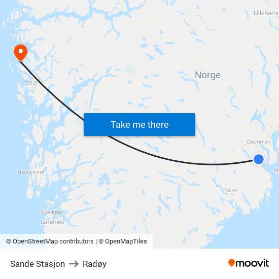 Sande Stasjon to Radøy map