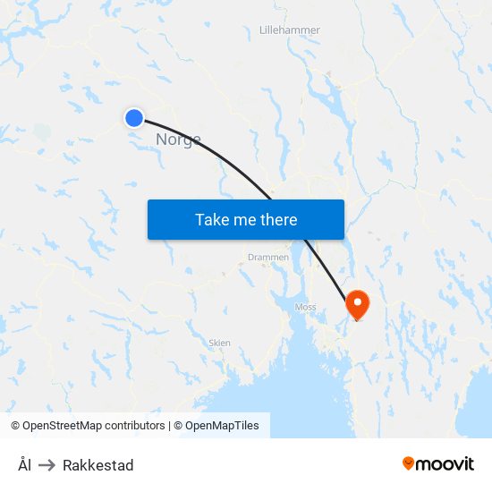 Ål to Rakkestad map