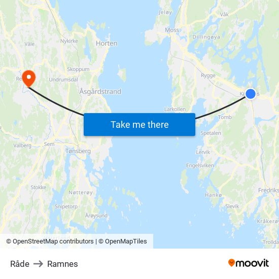 Råde to Ramnes map