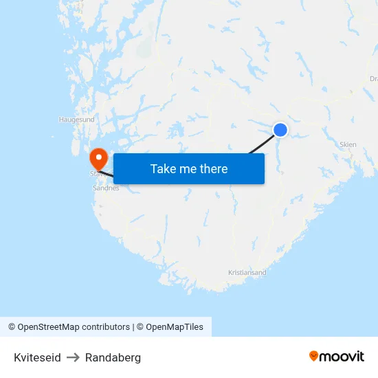 Kviteseid to Randaberg map
