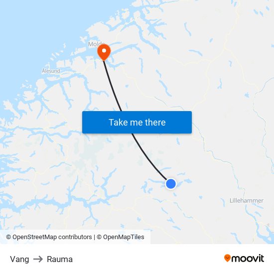 Vang to Rauma map