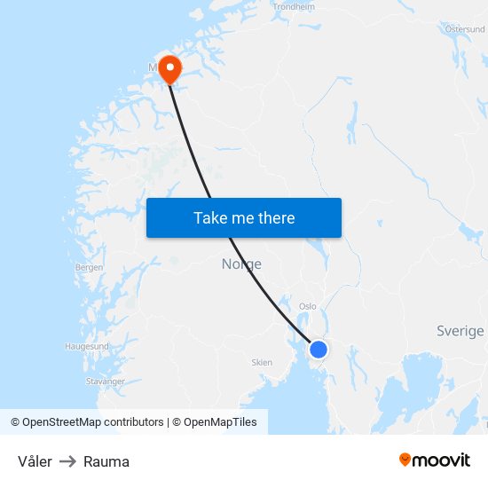 Våler to Rauma map
