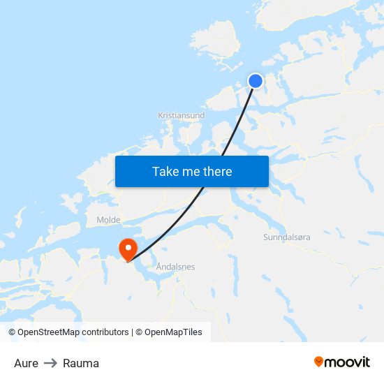 Aure to Rauma map