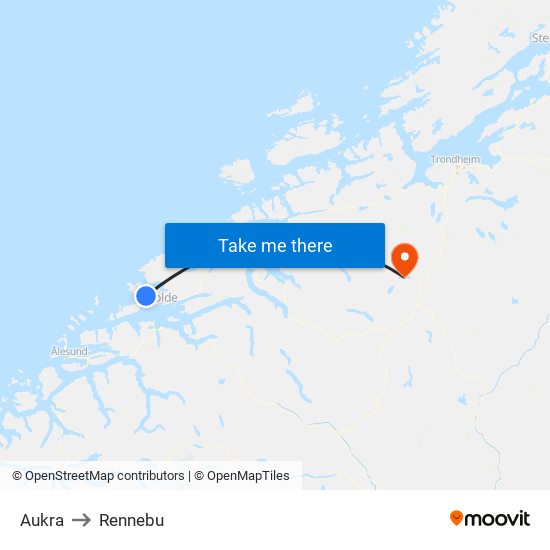 Aukra to Rennebu map