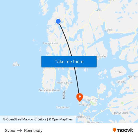 Sveio to Rennesøy map