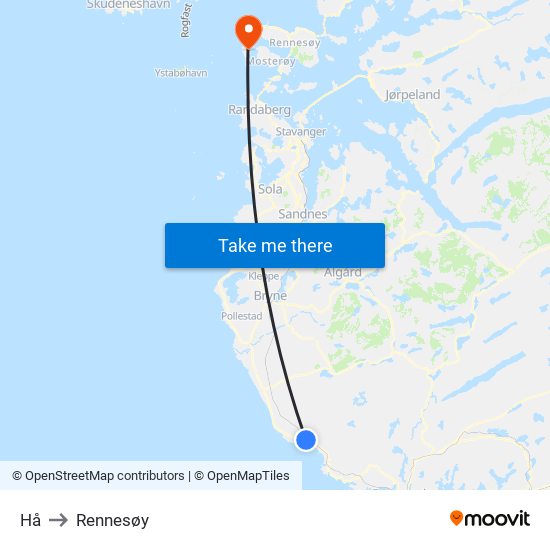 Hå to Rennesøy map