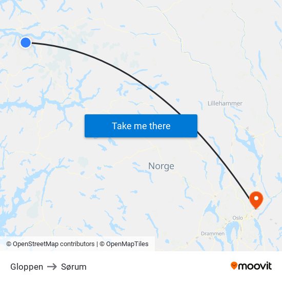 Gloppen to Sørum map