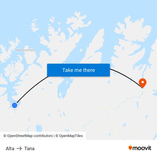 Alta to Tana map