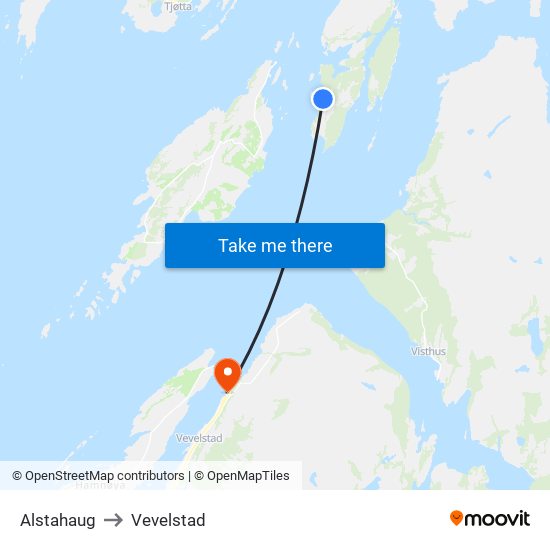 Alstahaug to Vevelstad map