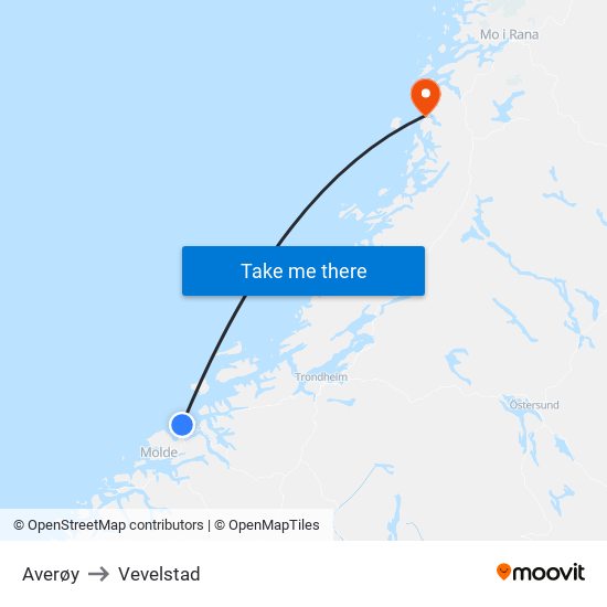 Averøy to Vevelstad map