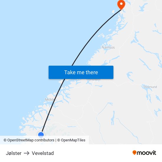 Jølster to Vevelstad map