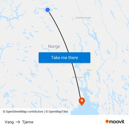 Vang to Tjøme map