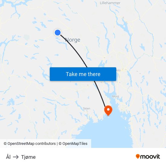 Ål to Tjøme map