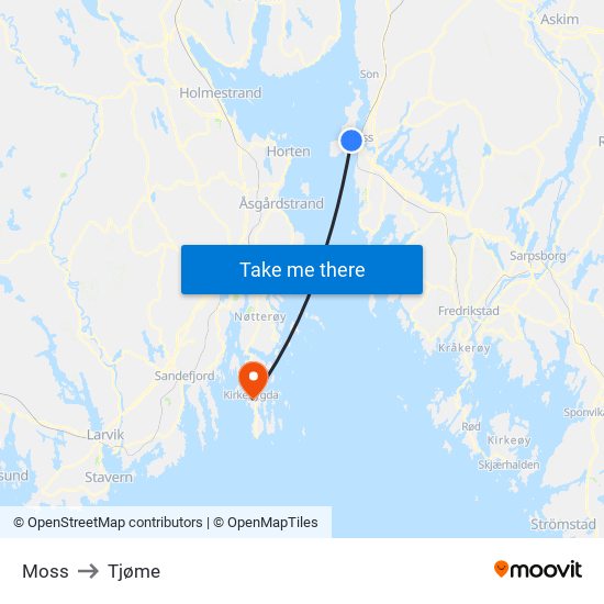 Moss to Tjøme map