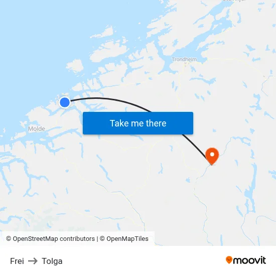 Frei to Tolga map