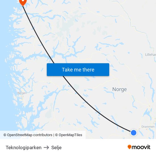 Teknologiparken to Selje map