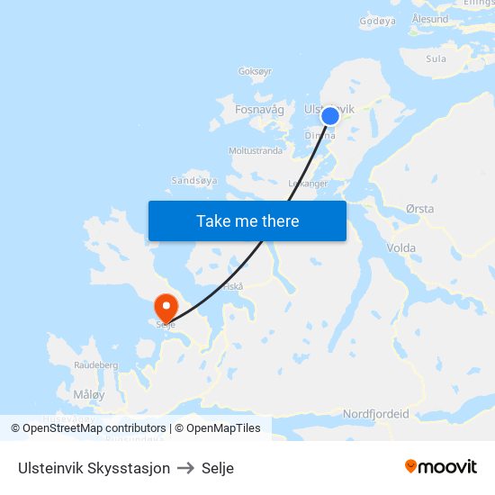 Ulsteinvik Skysstasjon to Selje map