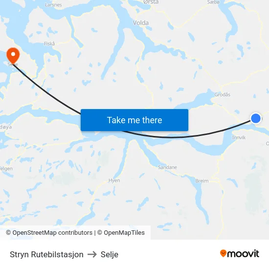 Stryn Rutebilstasjon to Selje map