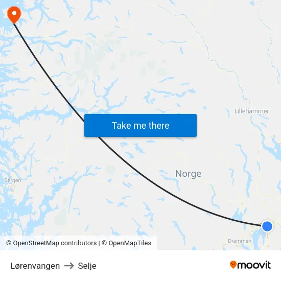 Lørenvangen to Selje map