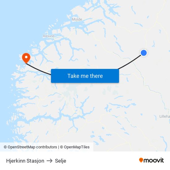 Hjerkinn Stasjon to Selje map