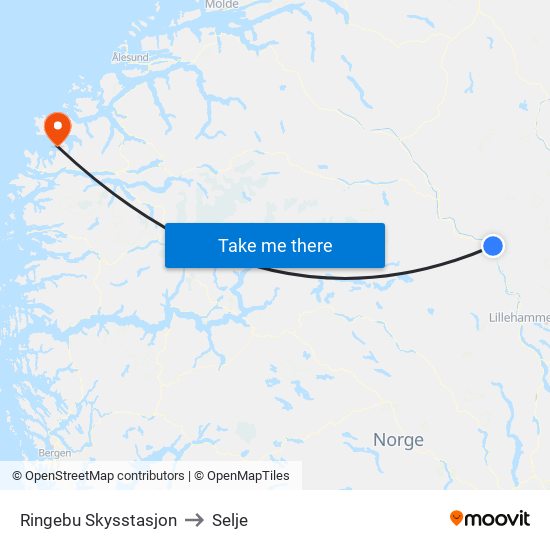 Ringebu Skysstasjon to Selje map