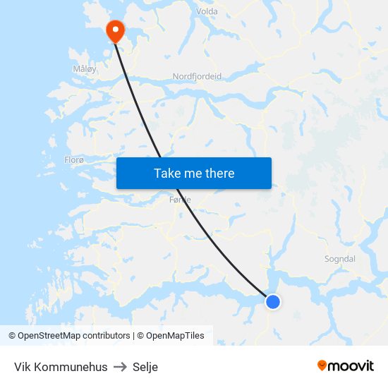 Vik Kommunehus to Selje map