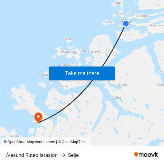 Ålesund Rutebilstasjon to Selje map