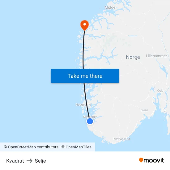 Kvadrat to Selje map