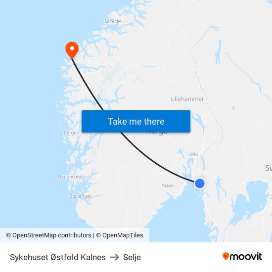 Sykehuset Østfold Kalnes to Selje map