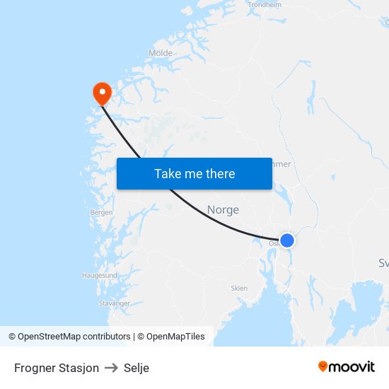 Frogner Stasjon to Selje map