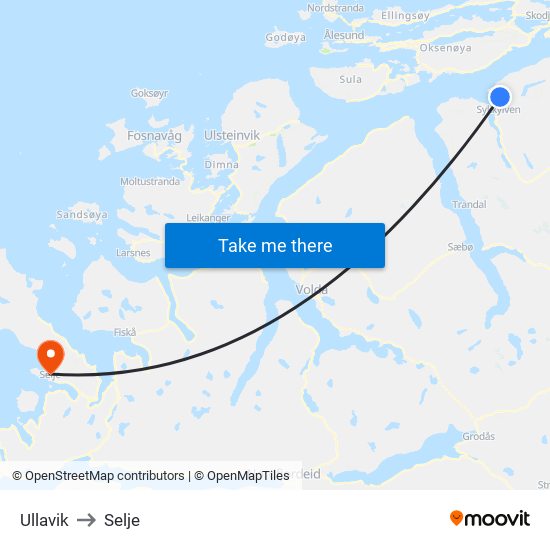 Ullavik to Selje map