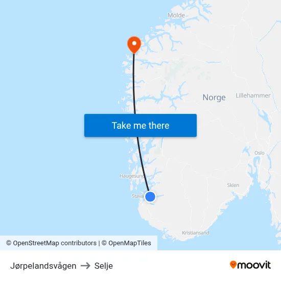 Jørpelandsvågen to Selje map