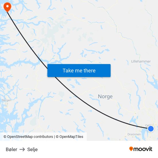 Bøler to Selje map