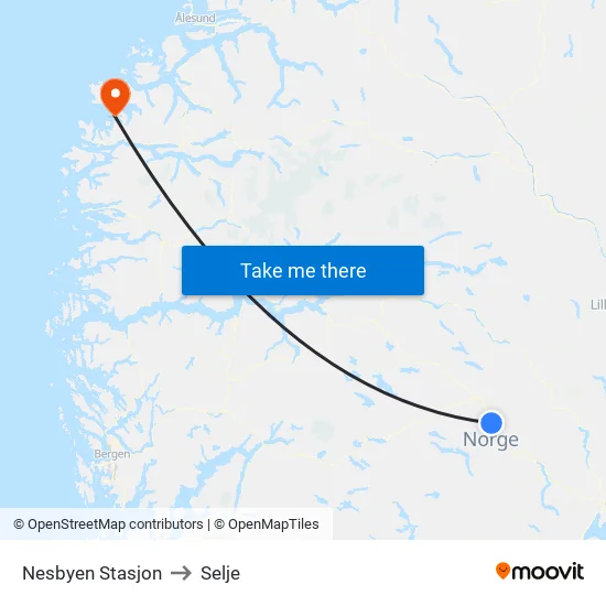 Nesbyen Stasjon to Selje map