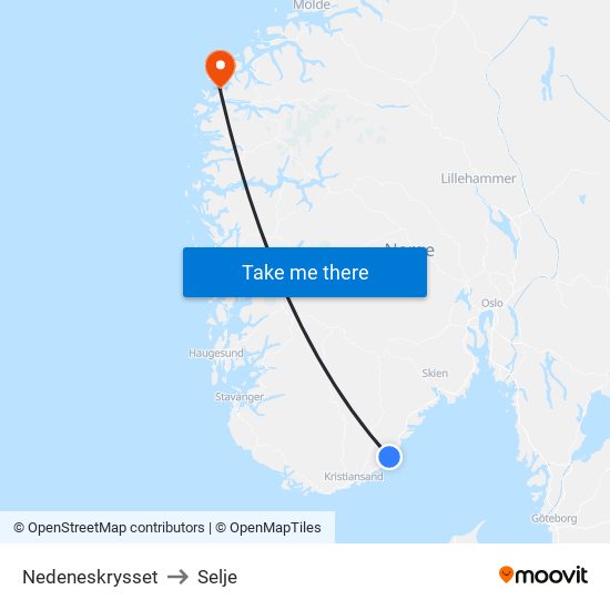 Nedeneskrysset to Selje map