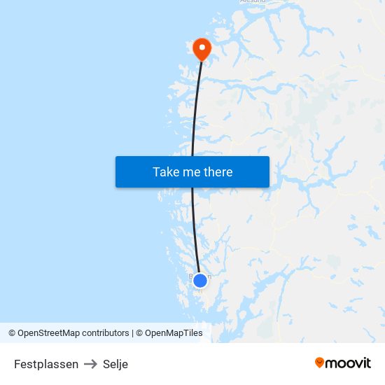 Festplassen to Selje map