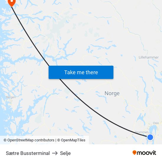 Sætre Bussterminal to Selje map